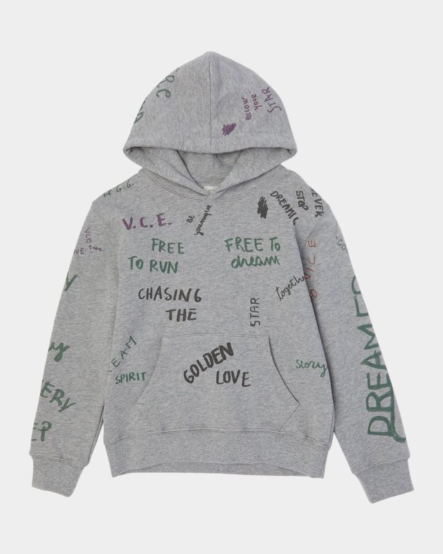 Kid's Journey Placed-Print Cotton Fleece Hoodie, Size 4-12